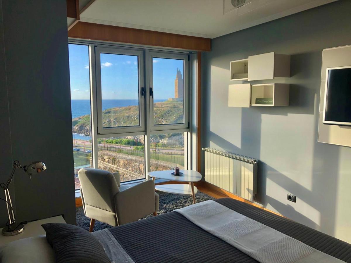 Parking, Vistas Al Mar Y Tres Habitaciones A Coruña Eksteriør billede