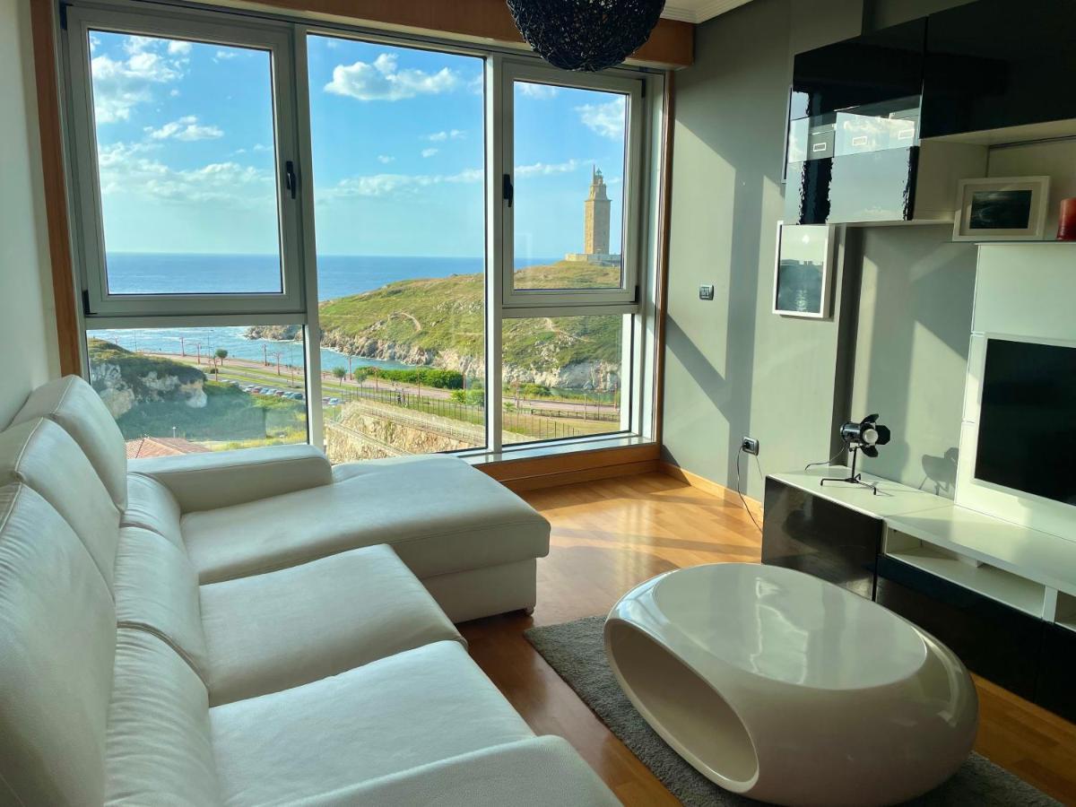 Parking, Vistas Al Mar Y Tres Habitaciones A Coruña Eksteriør billede