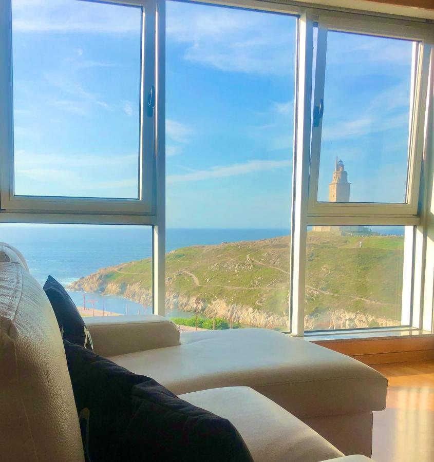 Parking, Vistas Al Mar Y Tres Habitaciones A Coruña Eksteriør billede