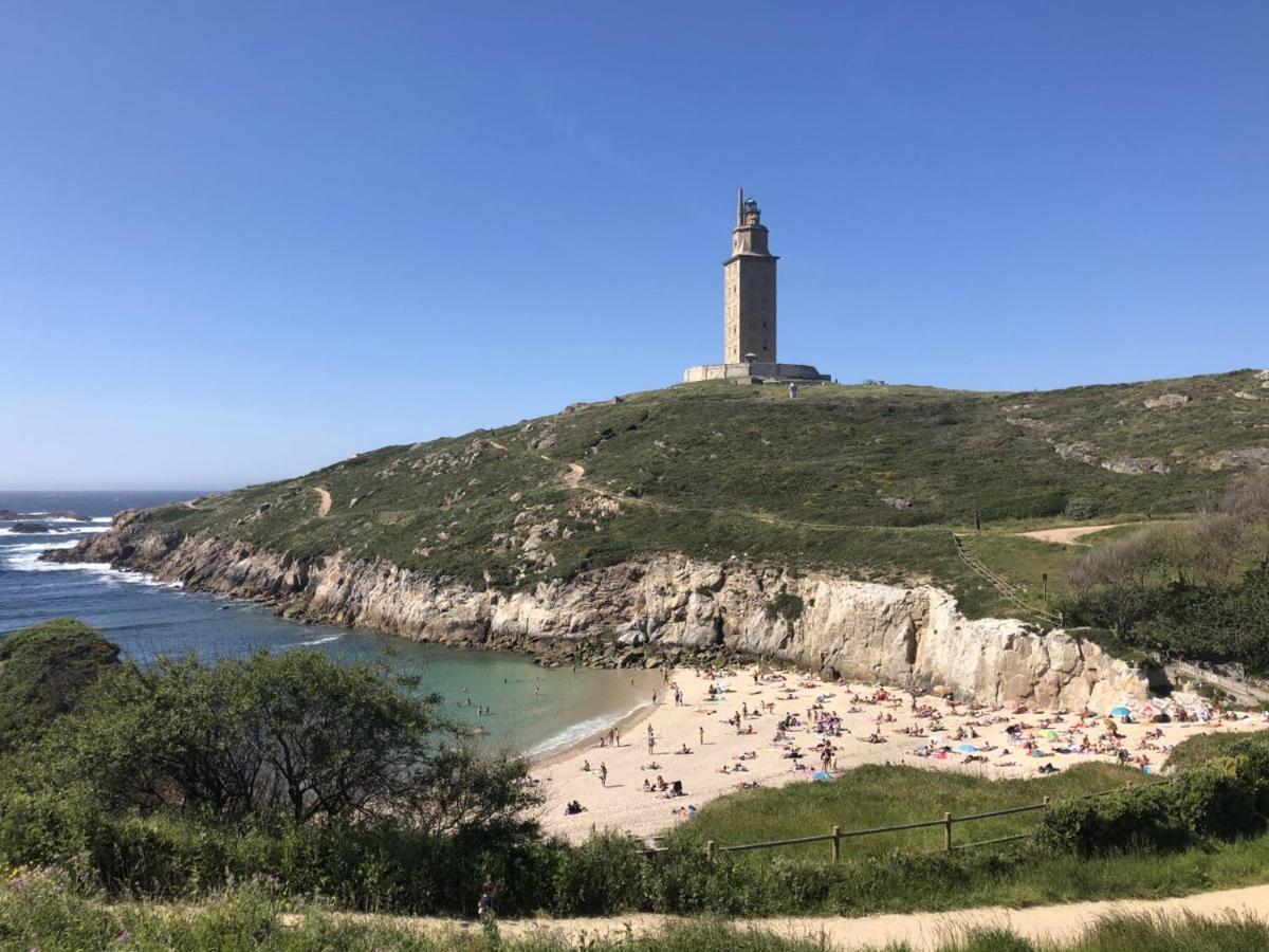 Parking, Vistas Al Mar Y Tres Habitaciones A Coruña Eksteriør billede